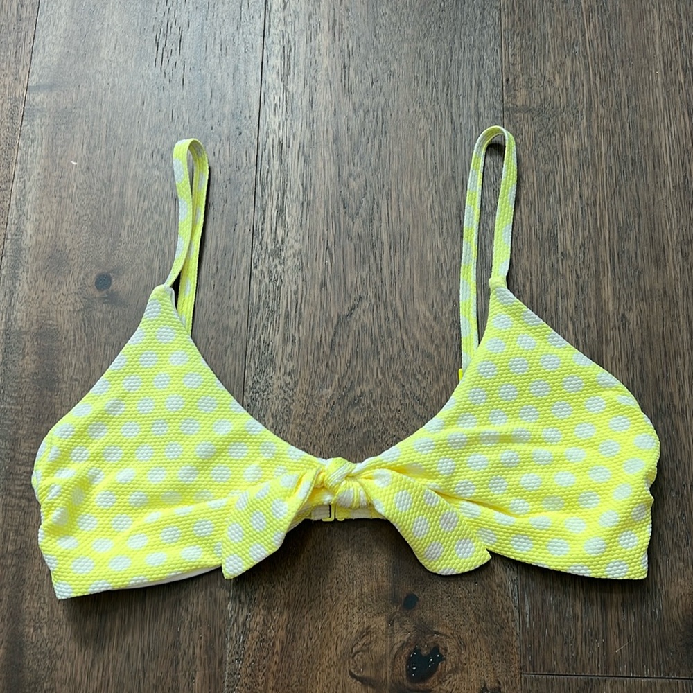 Aerie Scoop Yellow Polka Dot Swim Top L